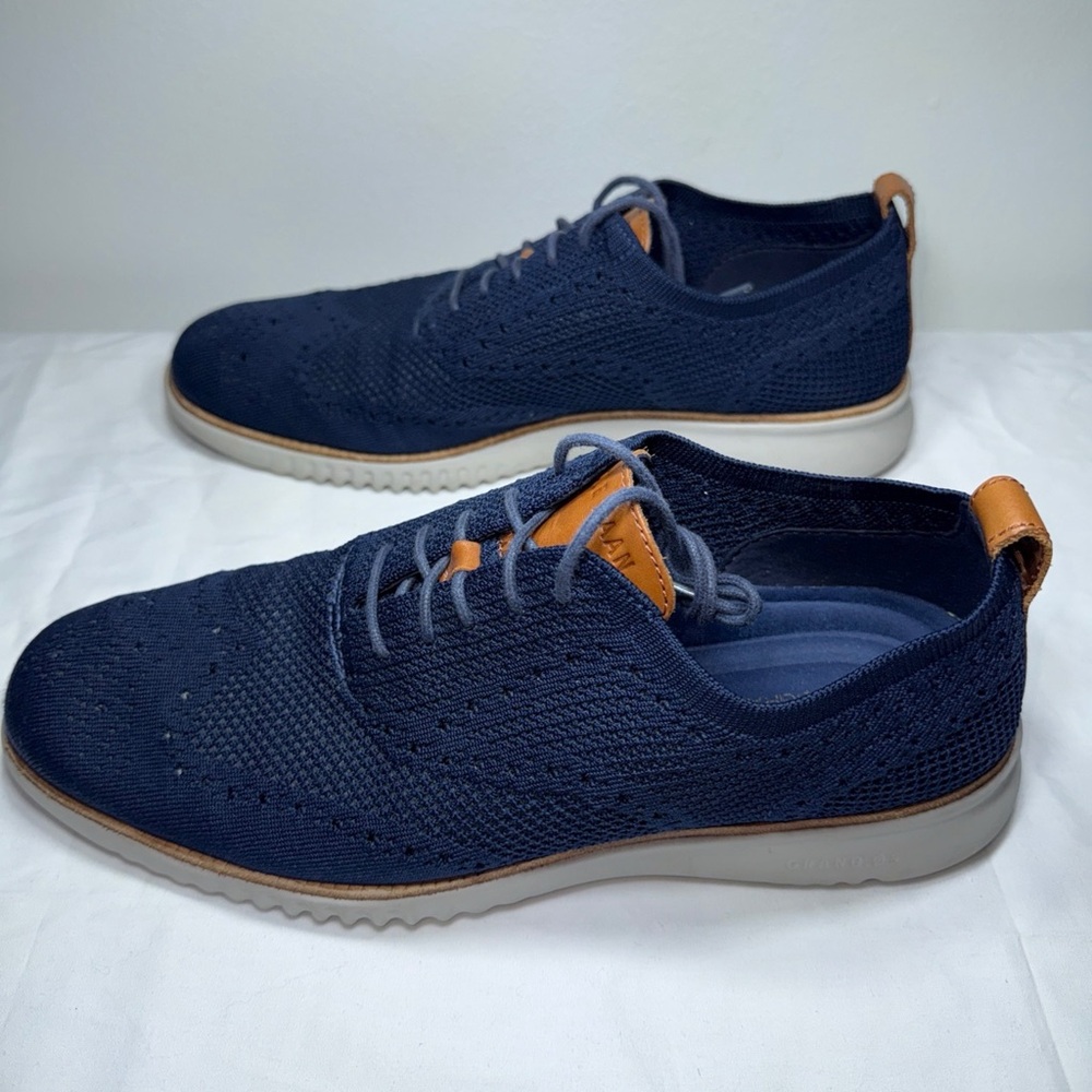 Cole Haan Mens Original Grand Knit Dress Shoes Size 11M C27569 Wingtip Navy